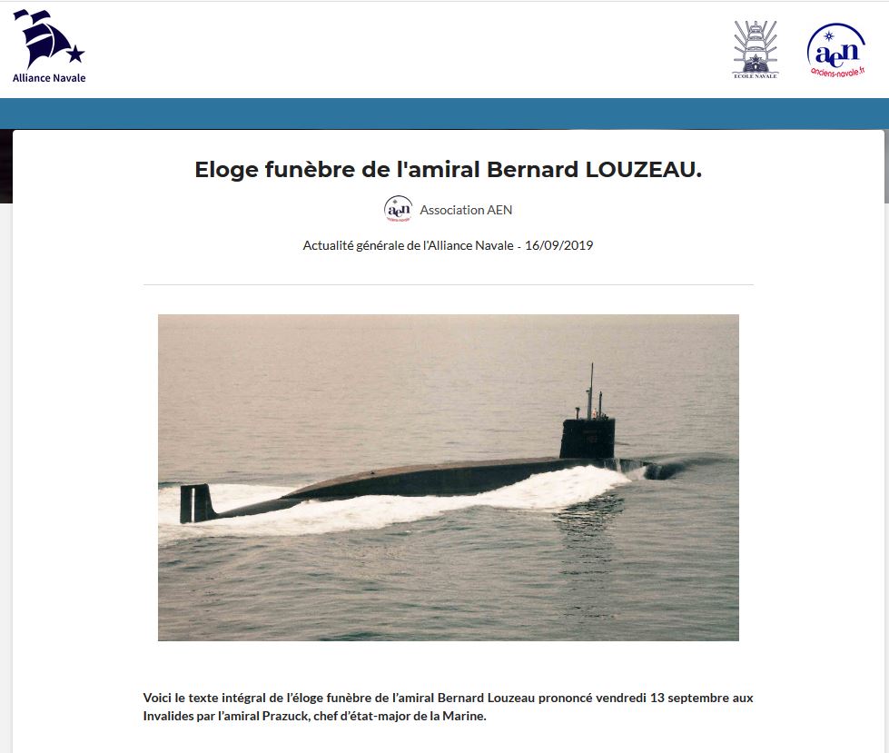 L’amiral Bernard Louzeau nous a quittés.